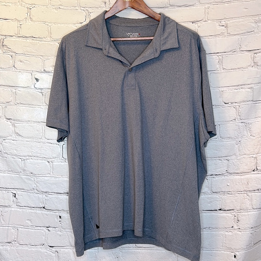 UnTuckIt Gray Short Sleeve Polo Shirt Size XXX-Large Excellent Condition